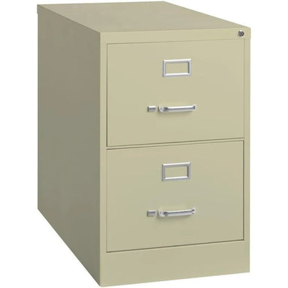 2 Drawers 28.38" Vertical Beige Metal Filing Cabinet Lockable Pre-Assembled Stationary Legal Size for Home, Office