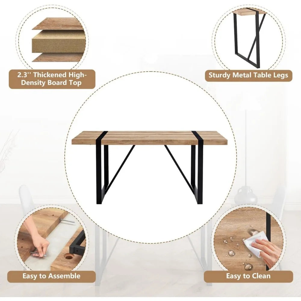 Ensemble de table à manger pour 8, 9 pièces, table de cuisine de 71 pouces et chaises en tissu suédé, ensemble de 8 pour la cuisine