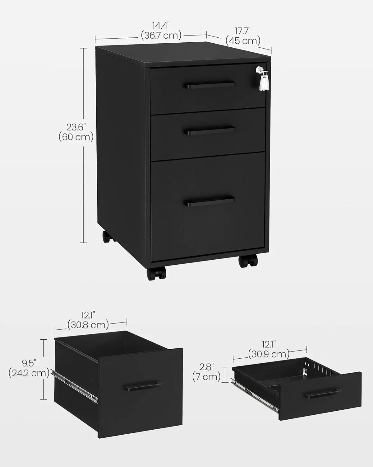 Archivador de oficina con cerradura, preinstalado, adecuado para documentos de tamaño A4, legal y carta, excepto ruedas y asas