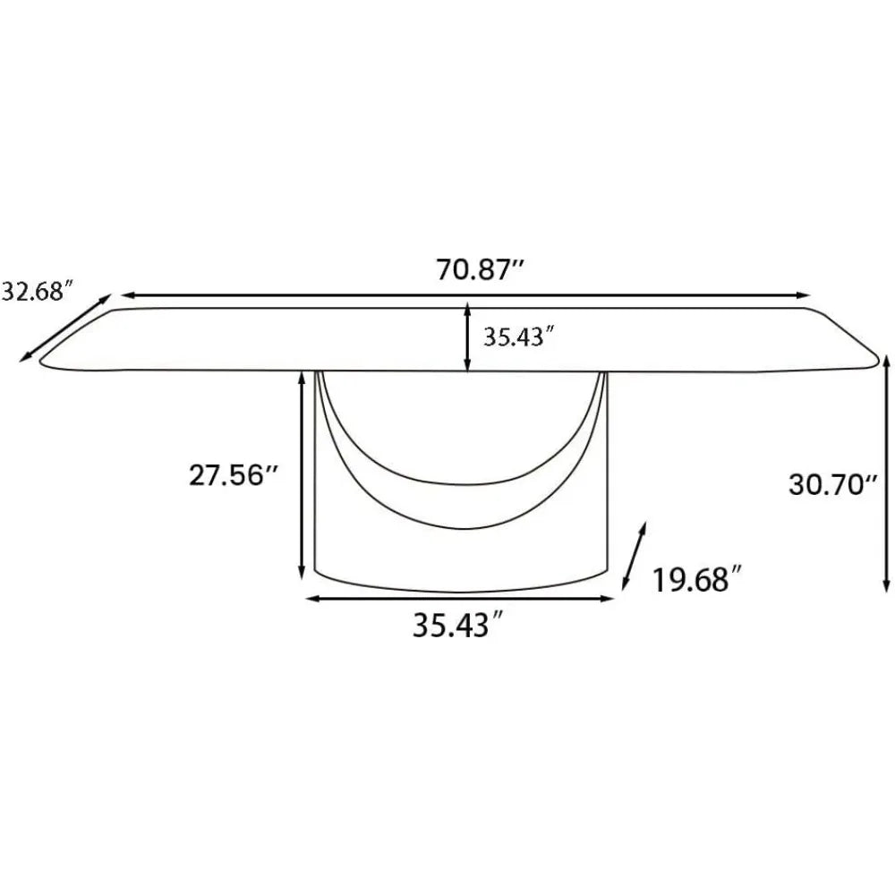 Modern Dining Table for 6, Dining Room Table Sintered Stone Minimalist Kitchen Desk Top , 71 Inch Dining Table Only