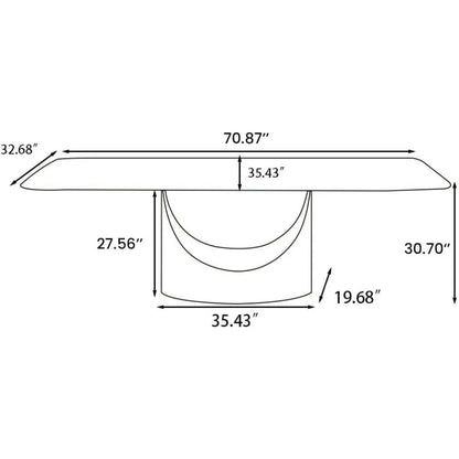 Modern Dining Table for 6, Dining Room Table Sintered Stone Minimalist Kitchen Desk Top , 71 Inch Dining Table Only