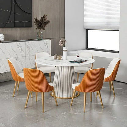 Mesa de comedor para apartamento pequeño, redonda, de estilo nórdico, color blanco, mesas de centro, sillas, organizador, muebles para sala de estar