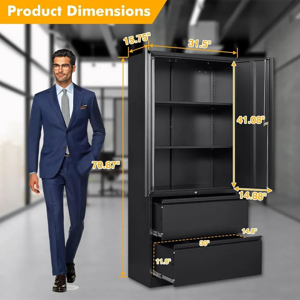 Filing Cabinets  Filing Cabinets  2 Drawer Lateral File Cabinet, Metal Storage Cabinet with Drawers, Locking File Cabinet