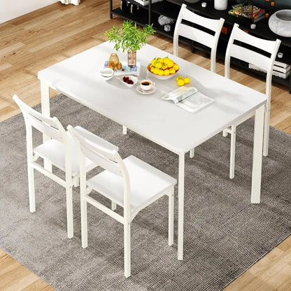 Juego de mesa de comedor para 4 sillas de cocina de madera Juego de 4, mesa de comedor y sillas clásicas, juego de comedor de 5 piezas