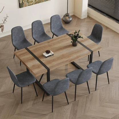 Ensemble de table à manger pour 8, 9 pièces, table de cuisine de 71 pouces et chaises en tissu suédé, ensemble de 8 pour la cuisine