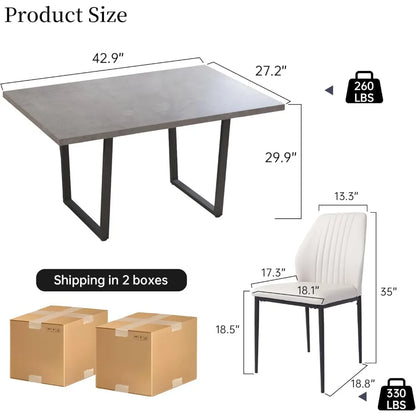 Juego de mesa, mesa de comedor de cocina moderna de 42,9 pulgadas y sillas de comedor de cuero para mesa de comedor de cocina + 4