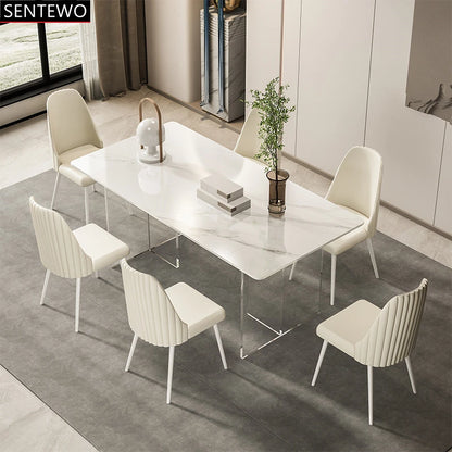 SENTEWO Livraison gratuite Table à manger de cuisine en dalle de roche moderne avec chaise Ensemble de table à manger à base en acrylique transparent Esstische