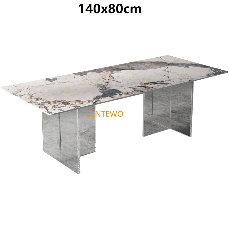 SENTEWO Livraison gratuite ensemble de chaises de table à manger de cuisine en dalle de roche de luxe avec base flottante en acrylique meubles de maison Mesas De Jantar