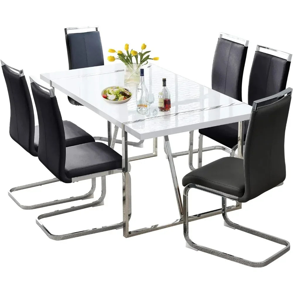 Juegos de comedor, juego de mesa de comedor de 55" y sillas para 6, juego de mesa de comedor rectangular para 4, juegos de comedor