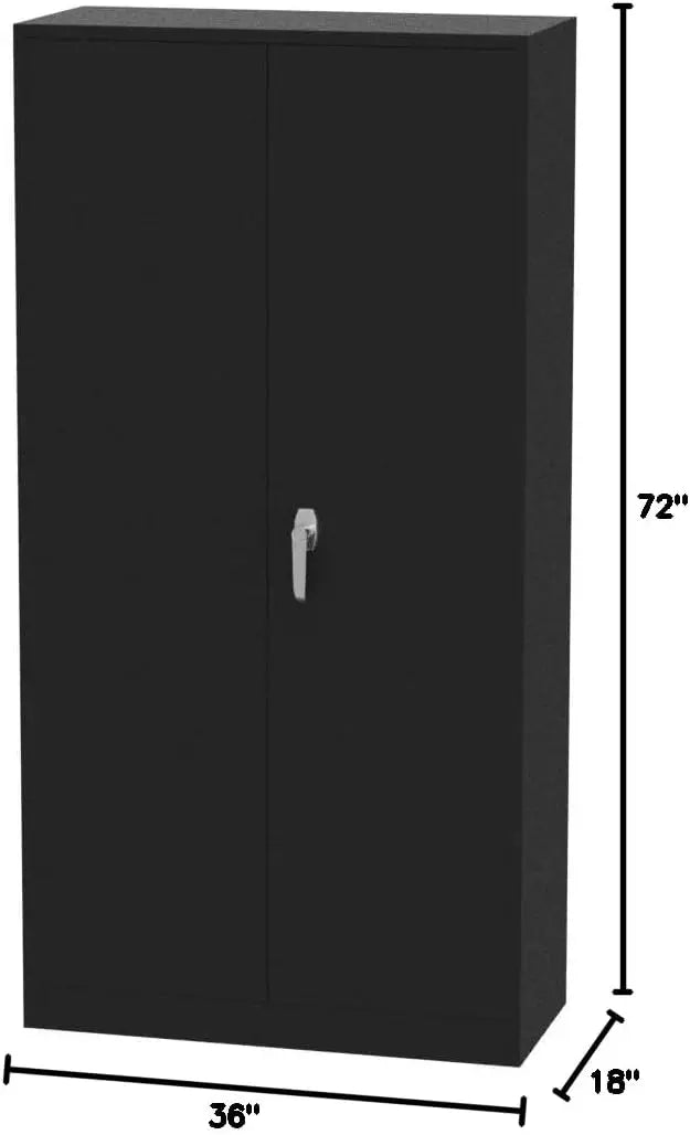 Metal Storage Cabinets 72” Black Garage Steel Storage Cabinet with Doors and Shelves, Metal Tool Cabinet, Steel File