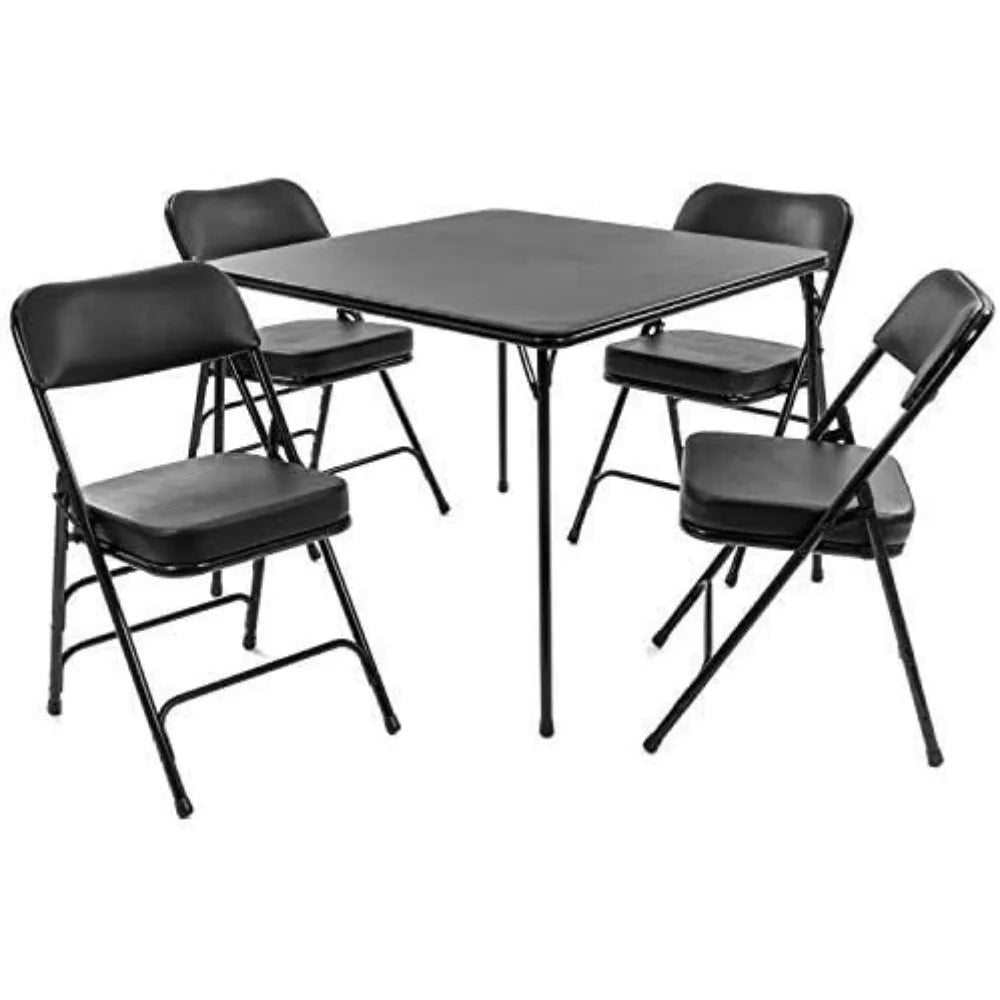 Folding Card Table and Chair Set (5pc) - Ultra-Chairs for All-Day Comfort - Fold Away Design, Quick Storage Table and Chair Set