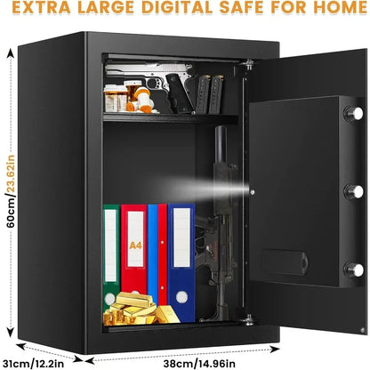 3.8 cubic feet oversized file box, safe home safe, LCD numeric keypad key lock and detachable shelf,