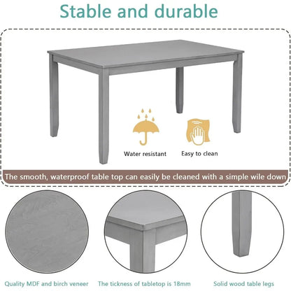 Ensemble de table à manger en bois pour 4 personnes, table rectangulaire avec 4 chaises rembourrées, ensemble de table à manger 5 pièces pour cuisine et salle à manger