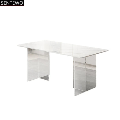 SENTEWO Livraison gratuite Table à manger de cuisine en dalle de roche moderne avec chaise Ensemble de table à manger à base en acrylique transparent Esstische