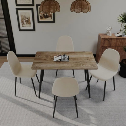 Juego de mesa de comedor pequeña para 4 personas, juego de mesa y sillas de comedor modernas con 4 sillas de comedor de tela, juego de mesa de cocina de 47''