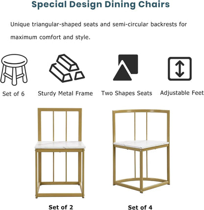 Juego de mesa de comedor de cocina de 7 piezas de metal Merax para 6 personas, juego de mesa de comedor de mármol sintético, juego de mesa de comedor industrial moderno