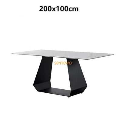 Mesa de comedor SENTEWO de losa de piedra italiana y juego de 4 sillas con estructura de acero al carbono, mesas de mármol sintético, sillas de cena, alta cocina