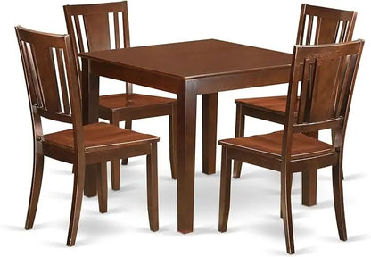 Juego de cocina Oxford de 5 piezas Oxdu5-Mah-Lc que incluye una mesa de comedor cuadrada y 4 sillas de comedor tapizadas en piel sintética, 36 x 36 pulgadas