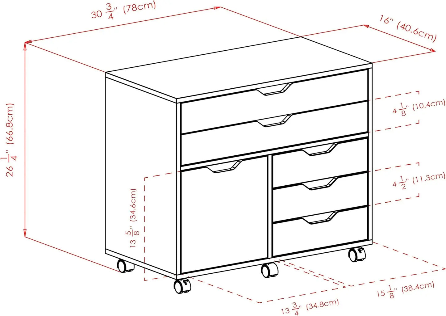 Gabinete Halifax de madera NUEVO, 2 cajones grandes y 3 cajones pequeños, blanco, EE. UU.