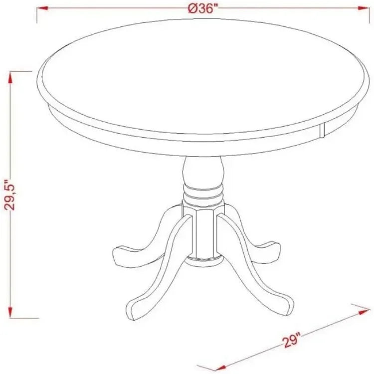 Ensemble de table à manger en bois - 4 chaises de salle à manger étonnantes avec siège en tissu de lin et une table à manger du milieu du siècle (finition cappuccino)