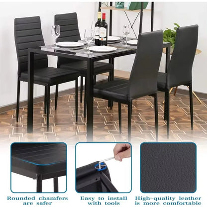 Juego de mesa de comedor de vidrio Juego de sala para espacios pequeños Cocina y sillas para 4 Mesa con sillas Muebles para el hogar