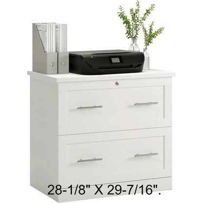 29-7/16" wide x 18-1/2" deep horizontal 2 drawer filing cabinet, white