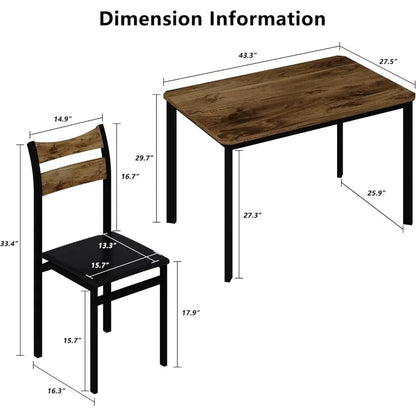 Juego de mesa de comedor para 4, mesa de 43,3" con 4 sillas tapizadas de cuero sintético, juego de mesa y sillas de cocina de madera, juego de comedor de 5 piezas