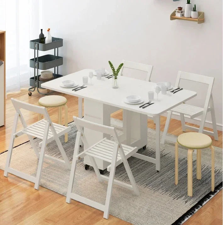 Mesa de comedor y sillas plegables que ahorran espacio Mesa de comedor plegable de madera maciza moderna y sencilla para el hogar Nueva