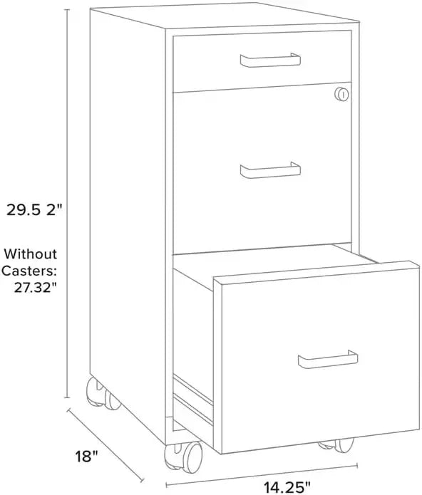 3 Drawers Vertical Blue Metal Filing Cabinet Lockable Pre Assembled Movable Legal Letter Size for Home Office