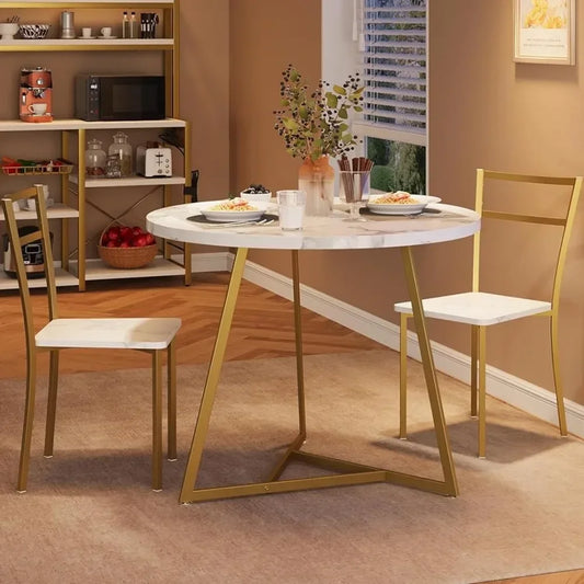 Ensemble de table à manger pour 2 personnes, table de cuisine et chaises pour 2 personnes, ensemble de table de cuisine ronde moderne, lot de 3