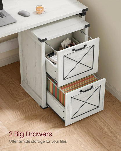 File cabinet with 2 file drawers, printer stand, suitable for A4, letter size, hanging folder, modern farmhouse style