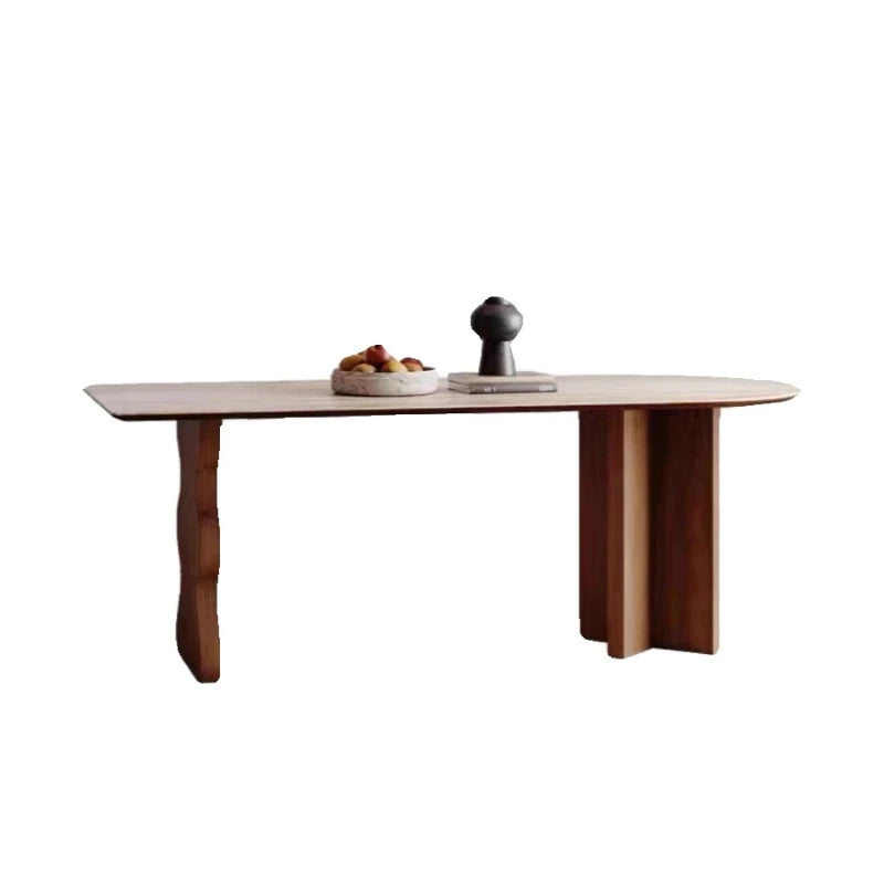 Juegos de comedor de diseño inusual Biblioteca de madera japonesa Juegos de restaurante minimalistas Muebles de comedor de mesa de patio trasero central