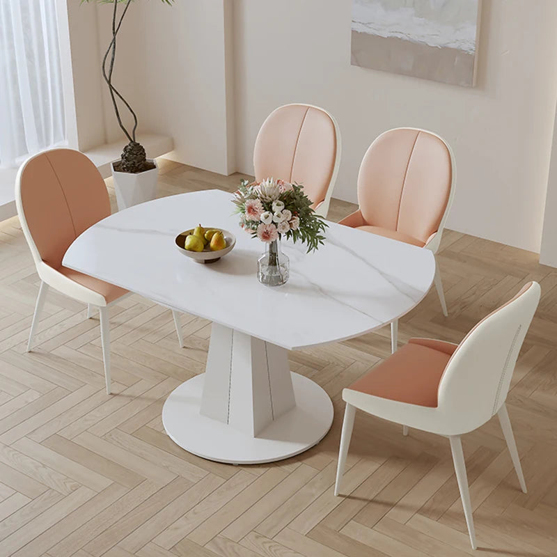 Juego de mesa de comedor para sala de estar con sillón ergonómico blanco, juegos de comedor móviles, diseño moderno, comedores, mesa plegable, muebles