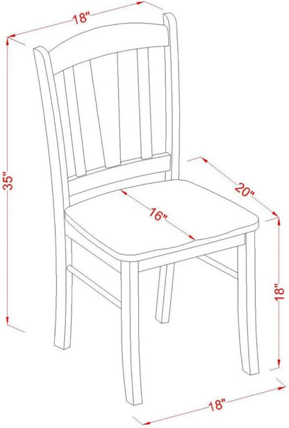 El juego de 3 piezas DLIN3-OAK-W de East West Furniture contiene una mesa de comedor redonda con hojas abatibles y 2 sillas con asiento de madera, 42 x 42 pulgadas