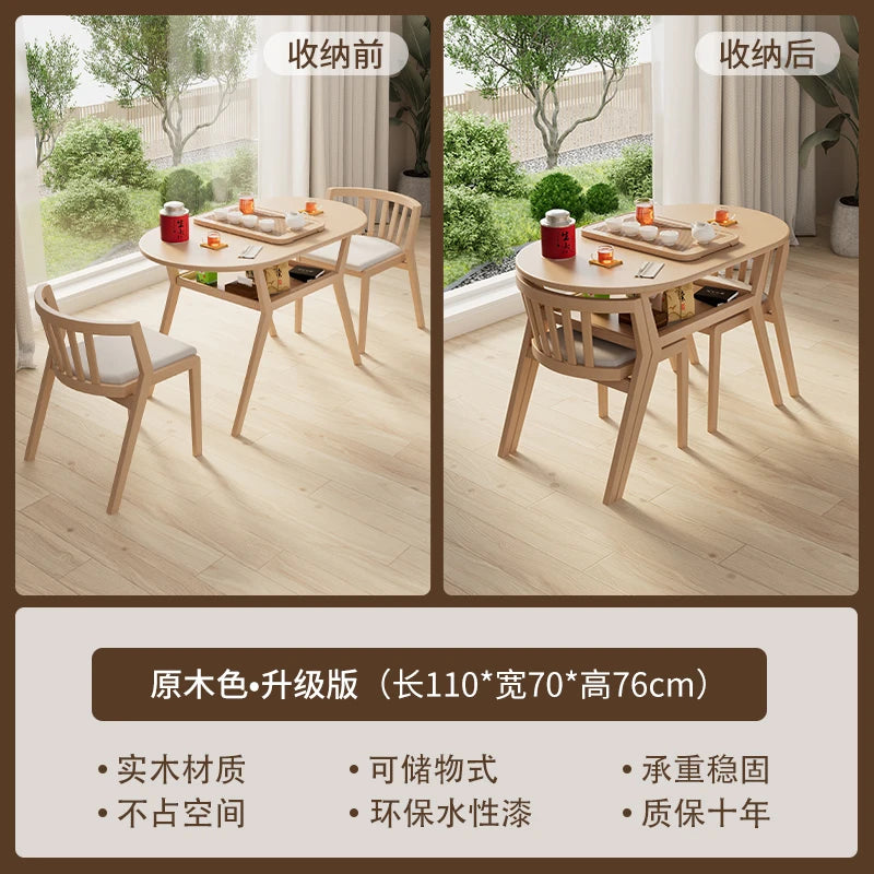 Folding Coffee Wooden Dining Table Set Chairs Small Kitchen Nordic Round Table Living Room Mesas De Comedor Home Furniture