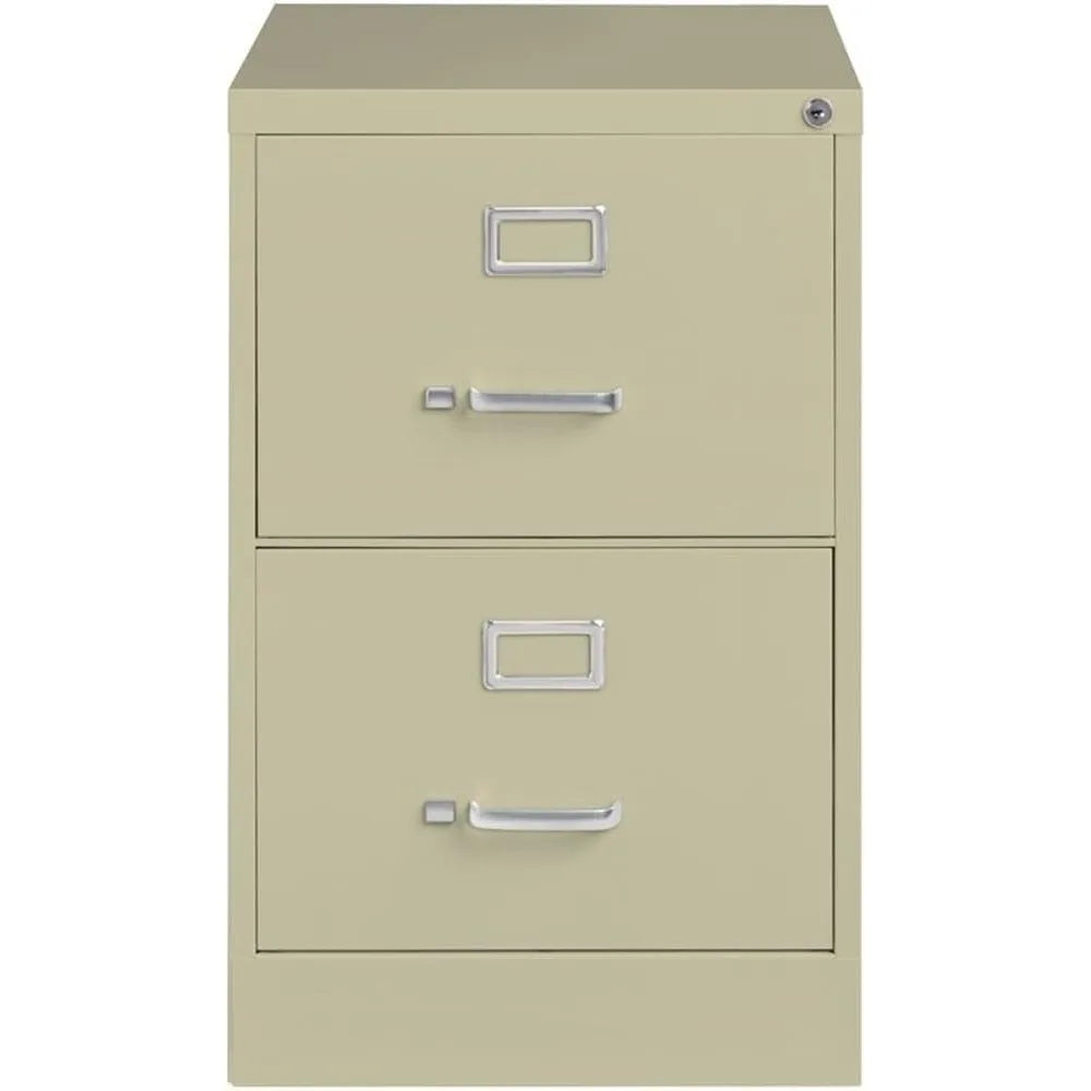 2 Drawers 28.38" Vertical Beige Metal Filing Cabinet Lockable Pre-Assembled Stationary Legal Size for Home, Office