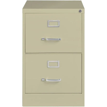 2 Drawers 28.38" Vertical Beige Metal Filing Cabinet Lockable Pre-Assembled Stationary Legal Size for Home, Office