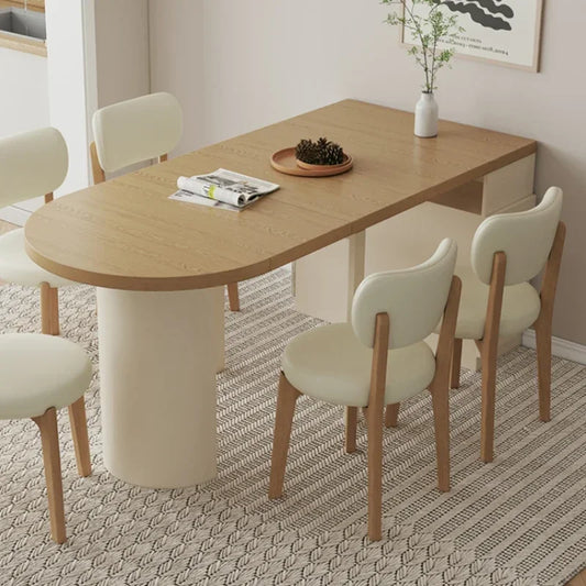 Juegos de comedor de lujo multifuncionales que ahorran espacio, mesas plegables ovaladas modernas de madera, muebles de cocina, muebles para el hogar