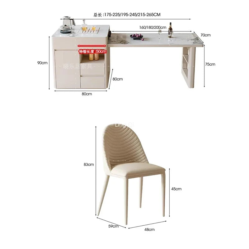 Mesa de comedor utilitaria inteligente, juego de 4 sillas, extensible, para restaurante, de lujo, para el centro de las islas, mesas de bar, muebles auxiliares