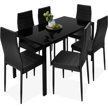 Ensembles de salle à manger, ensemble en verre 7 pièces, meubles de table de cuisine modernes pour chambre, dinette, ensembles de salle à manger