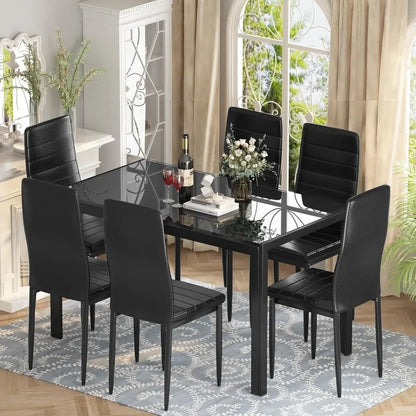 Juegos de mesa de comedor para 4, juego de mesa y sillas de cocina de 5 piezas de imitación de mármol para 4 personas, mesa de comedor moderna de 47" y cuero de PU