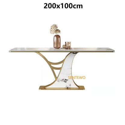 SENTEWO Envío gratuito Juego de mesa de comedor italiano de 6 sillas Marco dorado Juego de mesa de comedor de diseño moderno Muebles para apartamentos