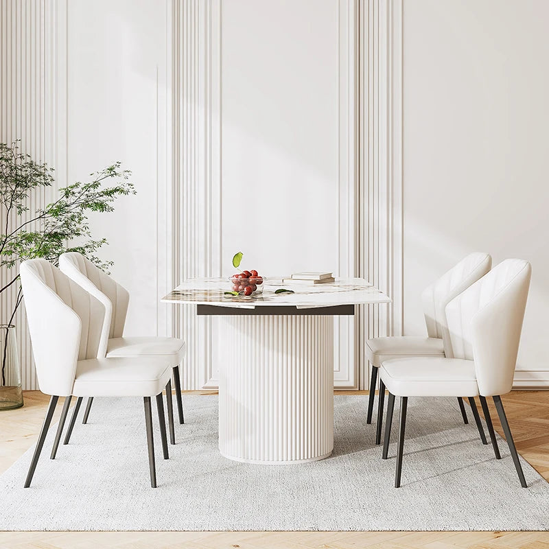 Sala de estar, comedor moderno, muebles de salón, sillón blanco con acento para el hogar, juegos de comedor de 4 piezas, mesa de café, comedor