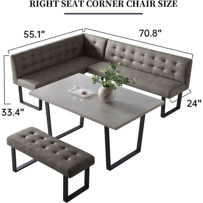 Juego de mesa de comedor con banco, mesa de cocina moderna de 3 piezas con asiento, banco de esquina y banco para muebles de comedor familiar