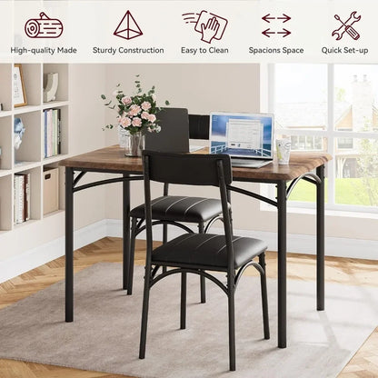 Juego de mesa de comedor para 4, mesa de cocina y sillas, juego de mesa de comedor rectangular con 4 sillas, 5 piezas