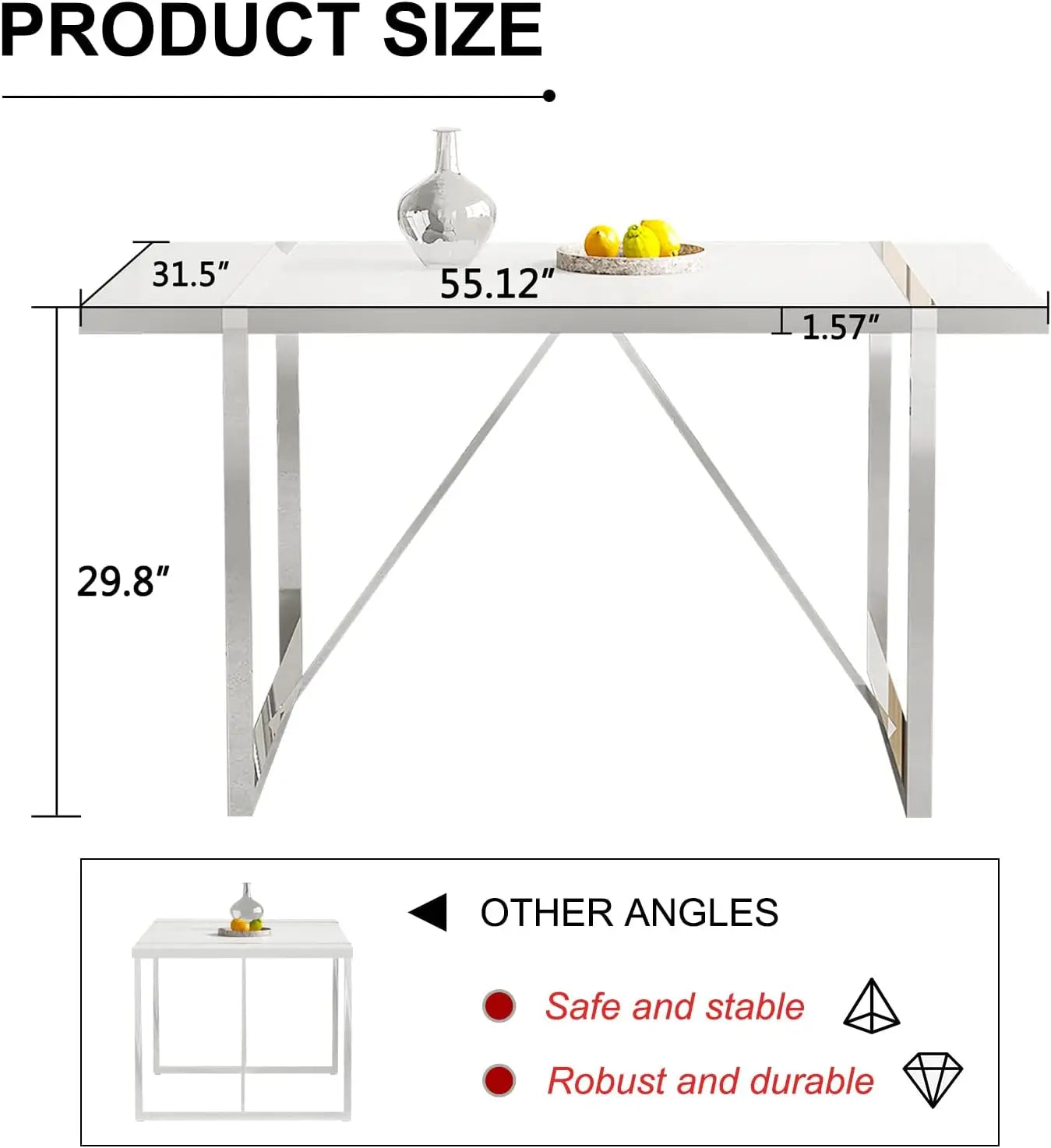 Juego de mesa y sillas para comedor de 6 personas, tapizado en cuero sintético, 55" (juego de mesa de comedor para 6 personas, blanco) Juego de mesa y sillas