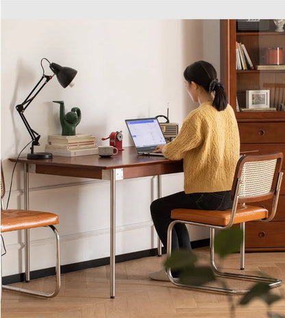 Mesa de comedor de madera maciza, diseño pequeño retro, hogar de estilo nórdico japonés, mesa rectangular medieval, mesa de comedor de madera, silla