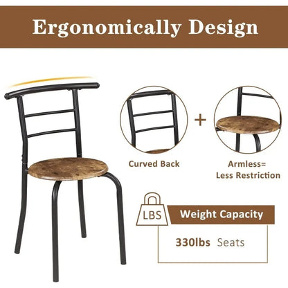 Ensemble de table à manger pour coin petit-déjeuner de cuisine, plateau de table ovale en grain de bois et cadre en métal avec casier à vin intégré, pour petits espaces