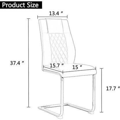 Ensemble de 6 chaises de salle à manger rembourrées en cuir PU, ensemble de table à manger de 55 pouces, ensemble de salle à manger