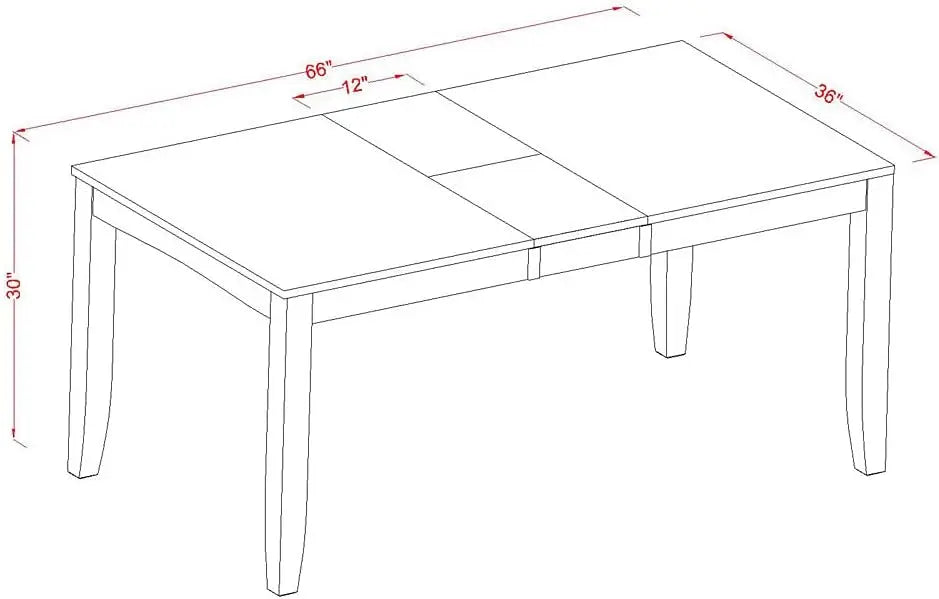 El juego de mesa de cocina de 7 piezas LYVA7-ESP-C de East West Furniture consta de una mesa de comedor rectangular con hojas de mariposa y 6 manteles